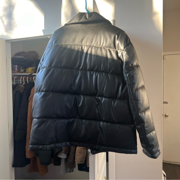 Levi's Faux Leather Moto Puffer Jacket (black) - Picture 2 of 9